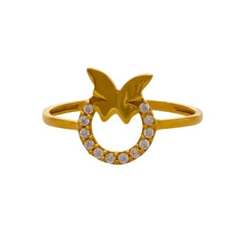 Charming Transformation: Gold Butterfly Stone Finger Band