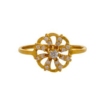 Golden Blossom: Simple Flower Stone Finger Ring