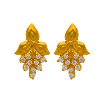 Yellow Gold Floral Stud Earrings - Naina Collection