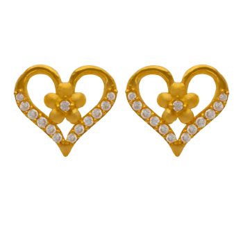 Cheerful Heart Gold Stud Earring - Naina Collection