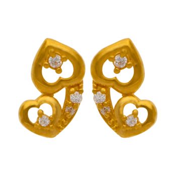 Studded Heart Stud Earrings - Naina Collection