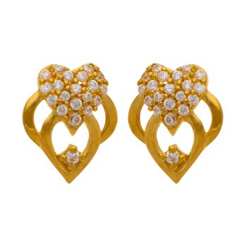 Dainty Heart Gold Stud Earrings - Naina Collection