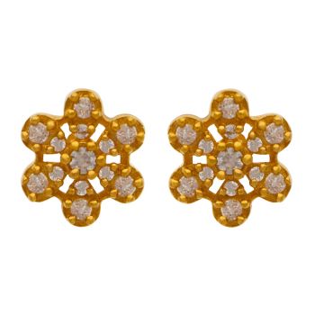 Floral Yellow Gold Studs - Naina Collection