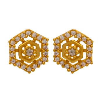 Contemporary Hexagonal Gold Earrings - Naina Collection