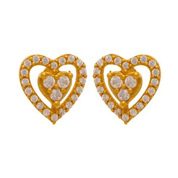 Trendy Petite Heart Gold Earrings - Naina Collection