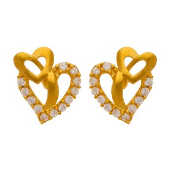 Heartbeat Gold Stud Earrings - Naina Collection