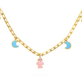 Charm Necklace With Moon Design For Kids